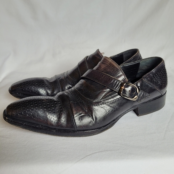 Jo Ghost Distressed Italian Leather Black Slip On Loafers Shoes Size 40 READ - Picture 5 of 12